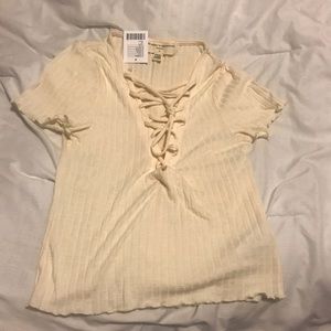 UO Project Social T Lace Up Ribbed Top